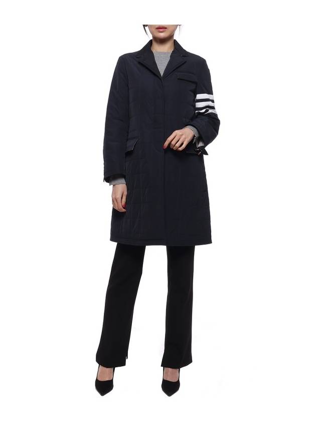 4 Bar Quilted Down Single Coat Navy - THOM BROWNE - BALAAN 4