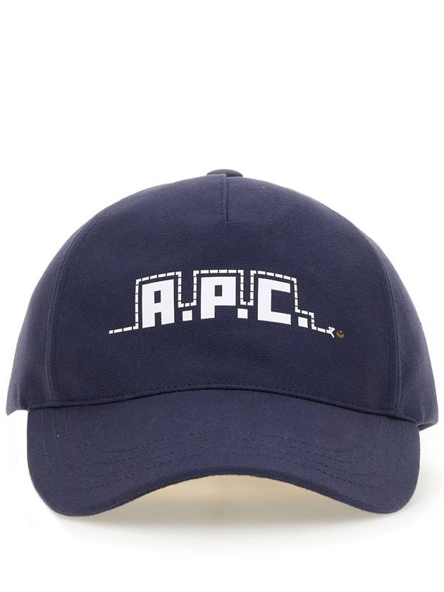 Curved Brim Embroidered Logo Cotton Ball Cap Blue - A.P.C. - BALAAN 1