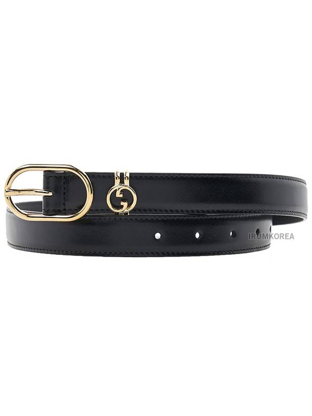 Interlocking G Logo Plaque Leather Belt Black - GUCCI - BALAAN 3