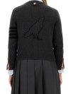 Striped Detail Wool Cardigan Dark Grey - THOM BROWNE - BALAAN 3