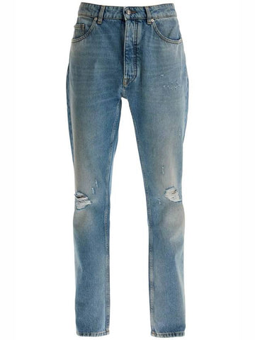 straight leg monogram print jeans - PALM ANGELS - BALAAN 1