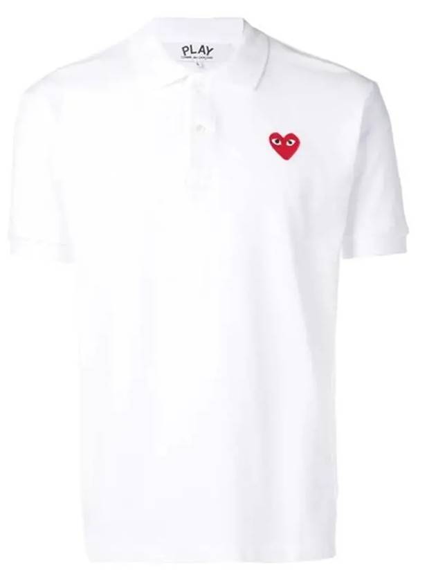 Comme des Garçons Heart Polo PK Short Sleeve TShirt White P1T006 E - COMME DES GARCONS PLAY - BALAAN 5