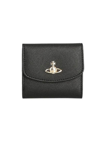 Saffiano Biogreen Half Wallet Black - VIVIENNE WESTWOOD - BALAAN 1