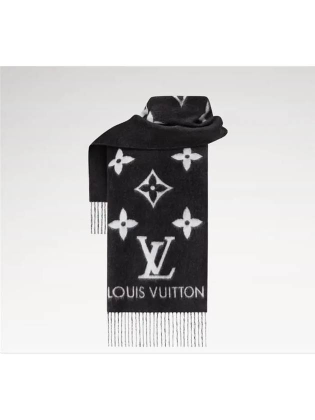 Reykjavik Monogram Cashmere Scarf Black - LOUIS VUITTON - BALAAN 3