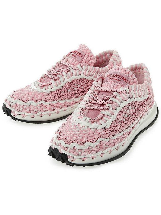 Crochet Low Top Sneakers Pink - VALENTINO - BALAAN 2
