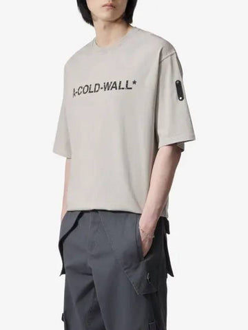 A COLD WALL Overdye Logo Short Sleeve T Shirt Cement ACWMTS186CEMT - A-COLD-WALL - BALAAN 1