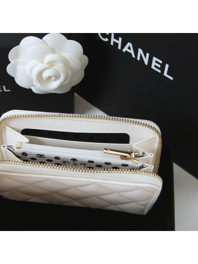 Pearl zipper card wallet white gold AP3811 - CHANEL - BALAAN 7