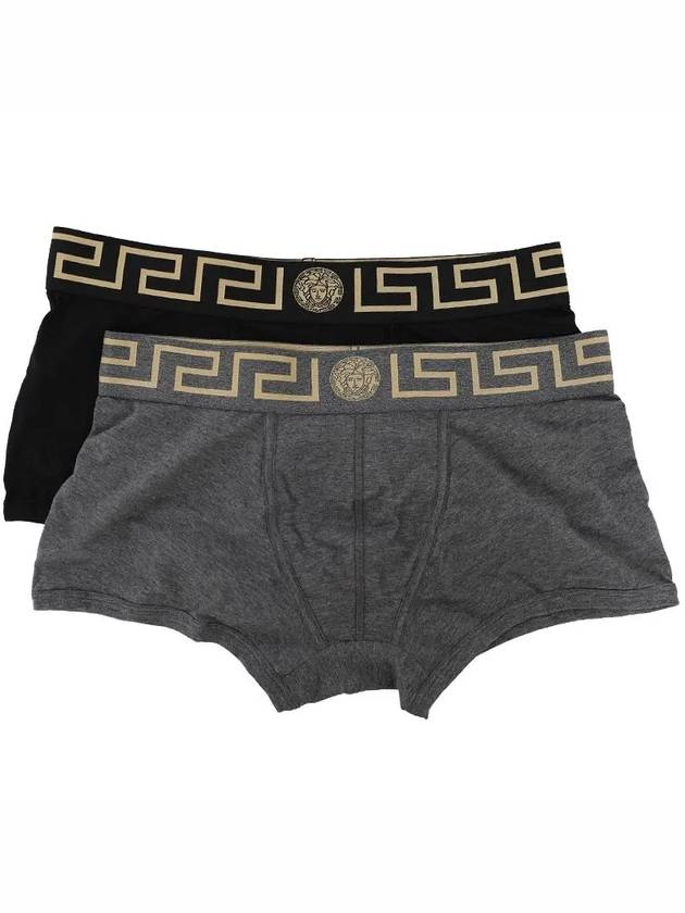 Men's Greca Border Draws 2 Pack Briefs Black Grey - VERSACE - BALAAN 4