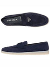 Triangle Logo Suede Loafers Navy - PRADA - BALAAN 3