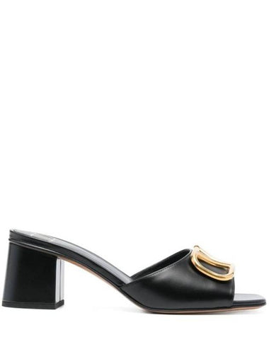 VLTN Logo Signature Square Open Toe Sandals Black - VALENTINO - BALAAN 1