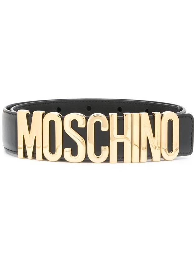 Women's Logo Leather Belt Black - MOSCHINO - BALAAN 2