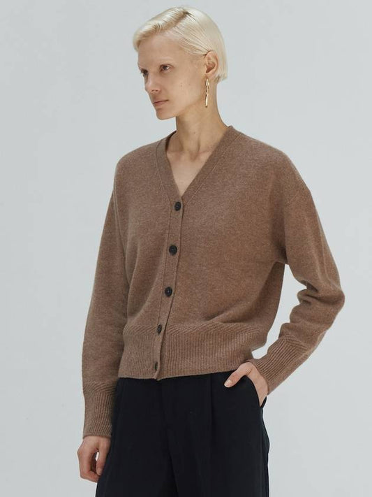 Women's Cashmere Cardigan Brown - LEHEE CASHMERE - BALAAN 1