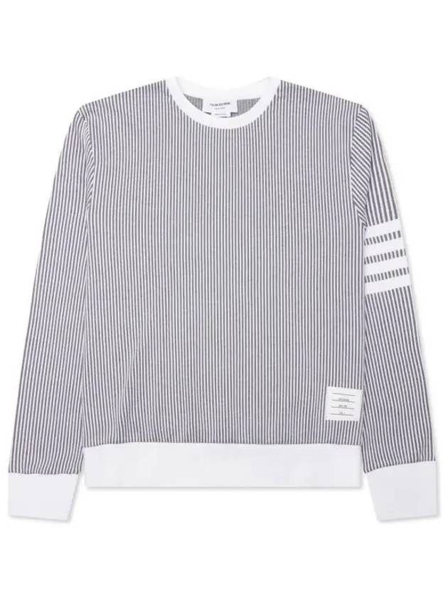 Seersucker Loopback 4 Bar Crew Neck Sweatshirt Light Grey - THOM BROWNE - BALAAN 2