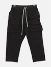 Drawstring Cropped Cargo Cotton Baggy Pants Black - RICK OWENS - BALAAN 3