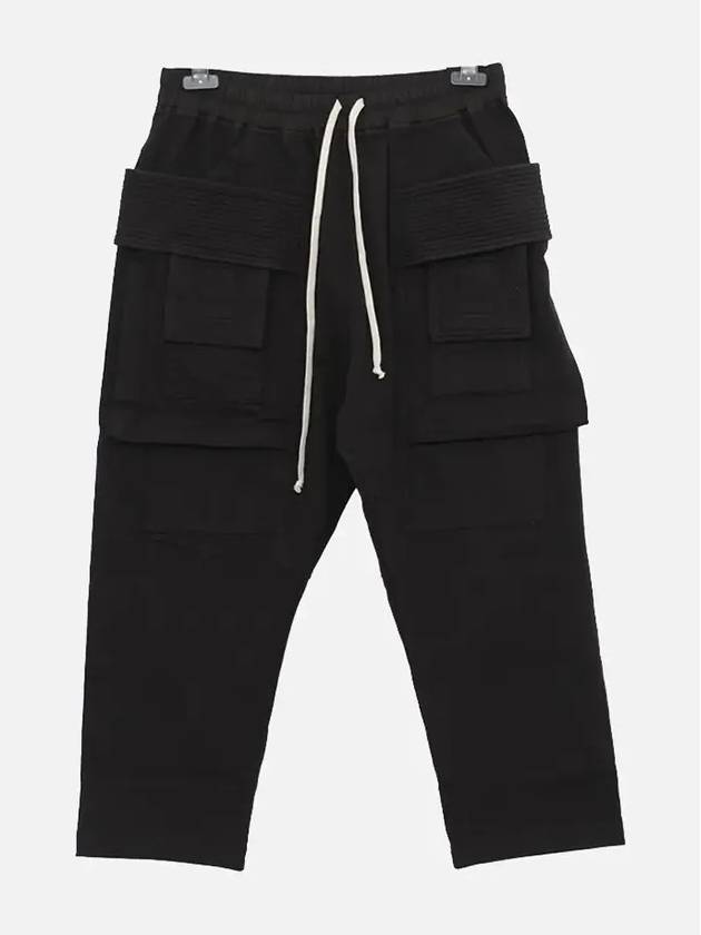 Drawstring Cropped Cargo Cotton Baggy Pants Black - RICK OWENS - BALAAN 3