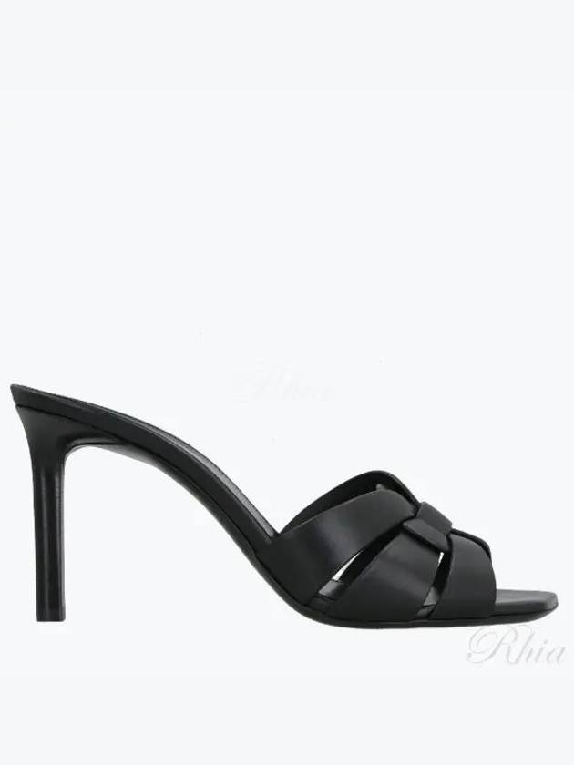 Tribute Leather Sandal Heels Black - SAINT LAURENT - BALAAN 2