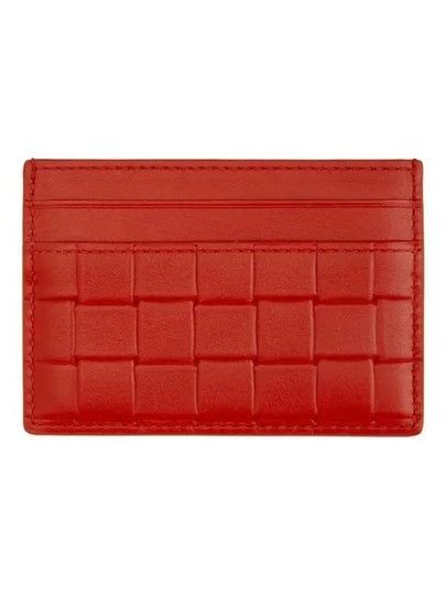 Bottega Veneta Grid Embossed Smooth Leather Card Holder Red - BOTTEGA VENETA - BALAAN 2