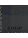 Logo Checked Leather Long Wallet Charcoal - BURBERRY - BALAAN 3