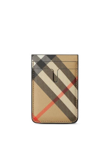 Check Magnetic Card Wallet Sand - BURBERRY - BALAAN 1