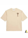 De Coeur Heart Logo Embroidery Short Sleeve T-Shirt Champagne Ivory - AMI - BALAAN 2