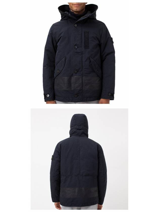 Men's David Wappen Patch Down Hooded Jacket Navy - STONE ISLAND - BALAAN 5