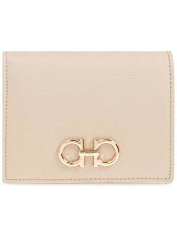 FERRAGAMO Leather Wallet, Women's, Beige - SALVATORE FERRAGAMO - BALAAN 1