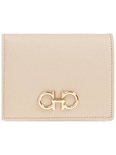 FERRAGAMO Leather Wallet, Women's, Beige - SALVATORE FERRAGAMO - BALAAN 1