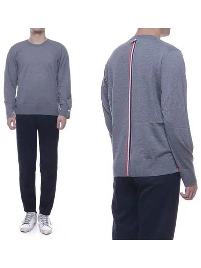 Back Stripe Merino Wool Knit Top Grey - THOM BROWNE - BALAAN 2