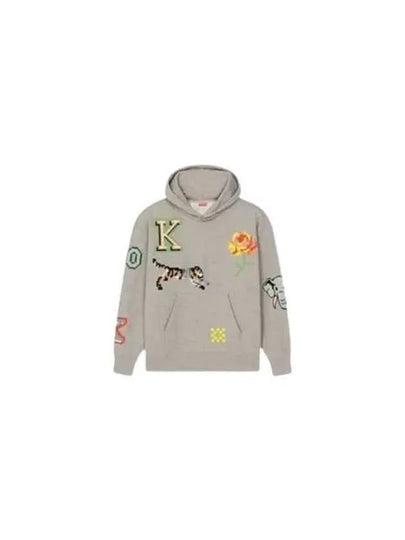 Pixel Oversized Hoodie Grey - KENZO - BALAAN 2