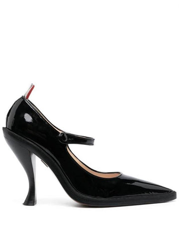 Cross Strap Mary Jane Patent Pumps Heel Black - THOM BROWNE - BALAAN 1