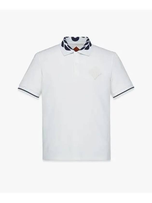 Intarsia Laurel Pique Long Sleeve Polo Shirt Off White - MCM - BALAAN 2