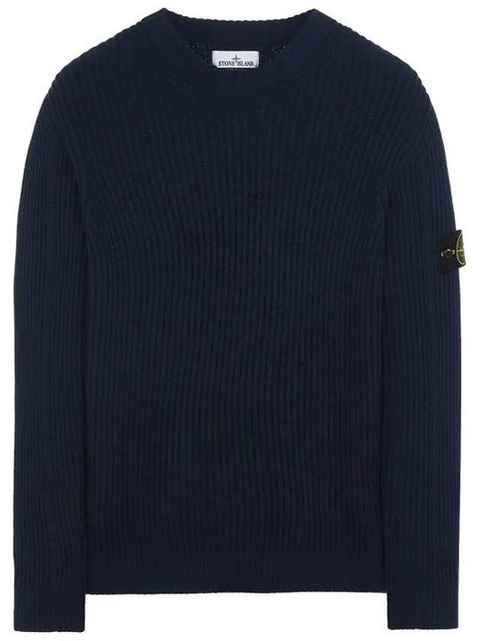 Full Rib Wool Knit Top Navy - STONE ISLAND - BALAAN 2