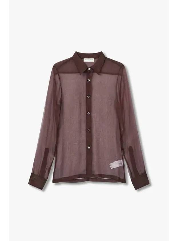 Men s Crinkled Silk Sheer Shirt Wine - DRIES VAN NOTEN - BALAAN 1