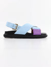 Women's Fussbett Cross Strap Sandals Light Blue Purple - MARNI - BALAAN.