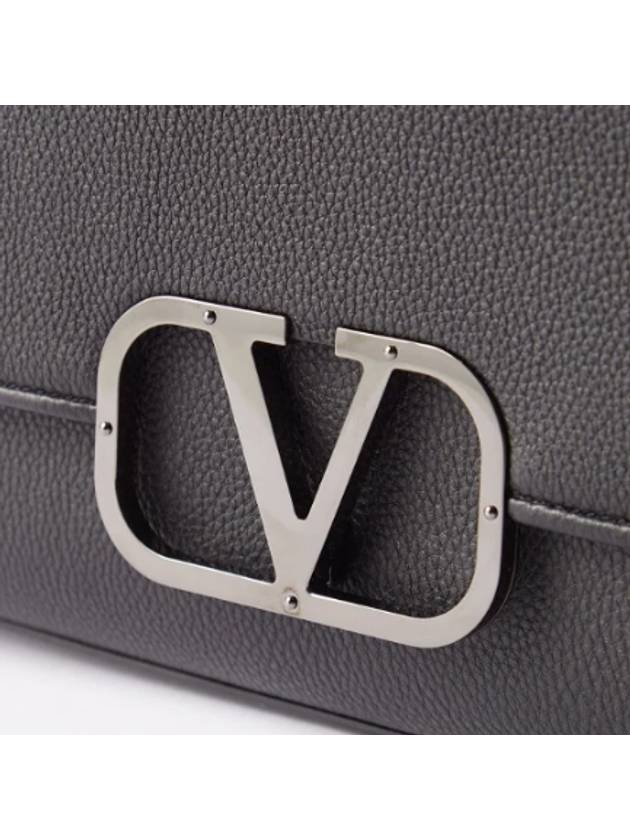 V Logo Leather Shoulder Bag Black - VALENTINO - BALAAN 4