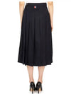 Super 120S Twill Below Knee Pleated Skirt Navy - THOM BROWNE - BALAAN 6