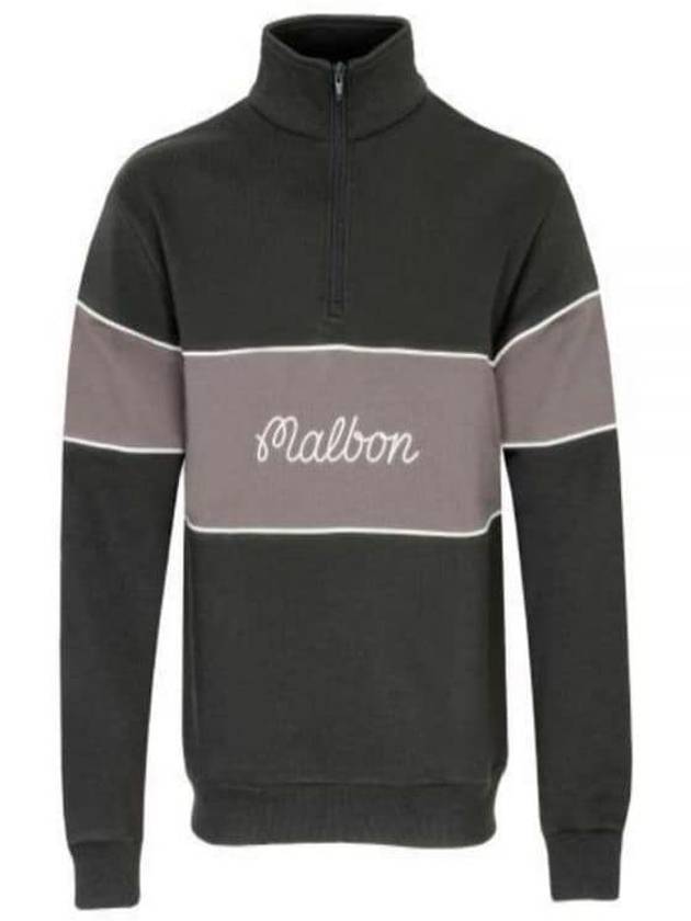 Men's Collegiate Quarter Zip Sweatshirt Aged Black - MALBON GOLF - BALAAN 2