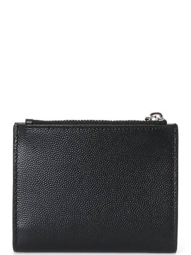 Grain de Poudre Embossed Leather Zipper Card Wallet Black - SAINT LAURENT - BALAAN 4