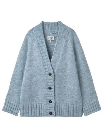 Botanical dye V neck knit cardigan pale blue - MAISON MARGIELA - BALAAN 1