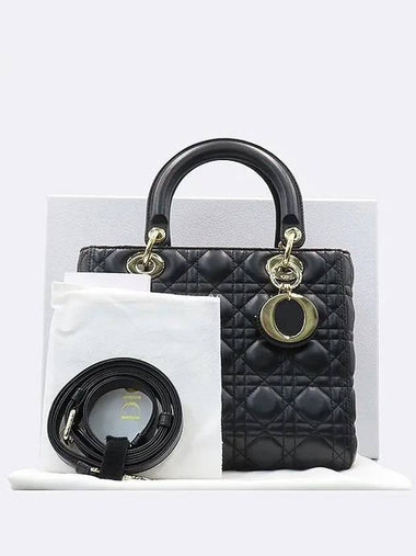 M0565ONGE M900 Black Color Lambskin Cannage Lady Dior Medium Tote Bag Shoulder Strap 2WAY - DIOR - BALAAN 1