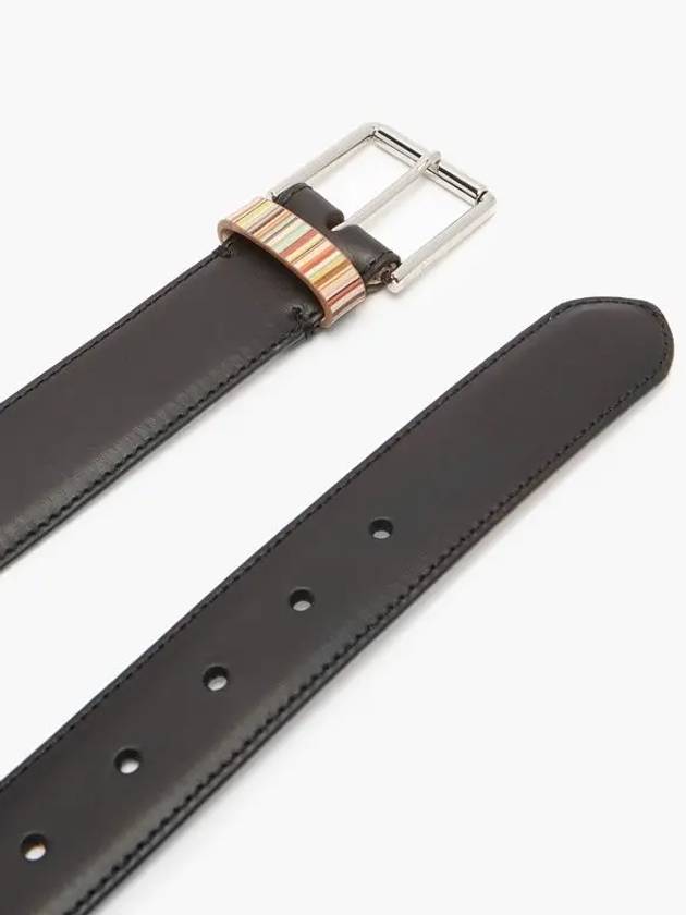 Signature Stripe Keeper Leather Belt Black - PAUL SMITH - BALAAN 8