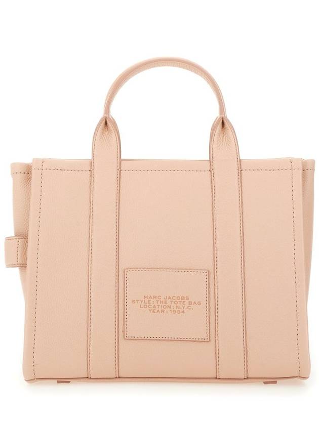 Logo Medium Leather Tote Bag Pink Rose - MARC JACOBS - BALAAN 4