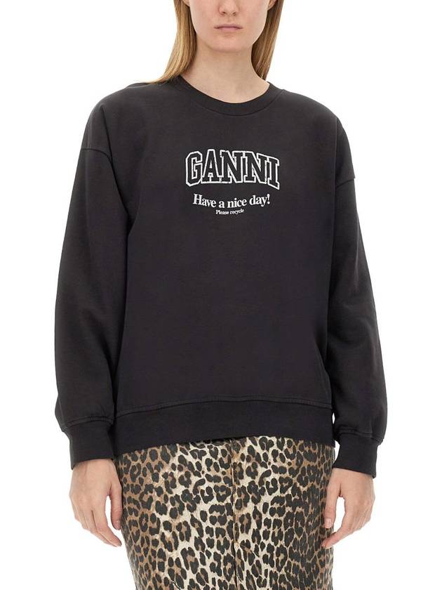 Isoli Oversized Cotton Sweatshirt Black - GANNI - BALAAN 5