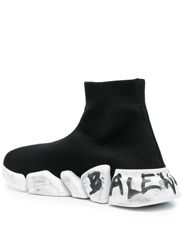 Speed ​​2.0 Graffiti Knit High Top Sneakers Black - BALENCIAGA - BALAAN 4