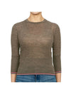 Women's Crop Knit Top Brown - THOM BROWNE - BALAAN 2