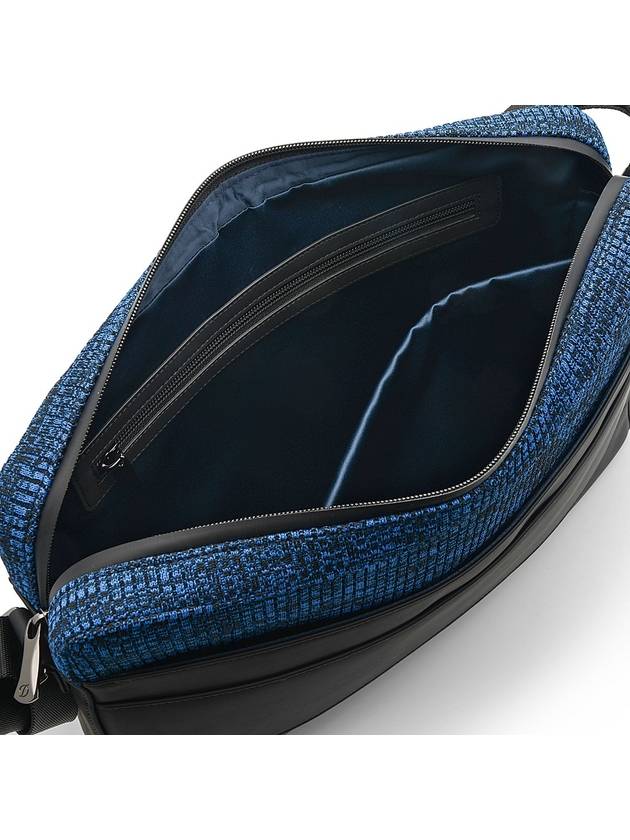 Dupont Jet Millennium Black and Blue Rubber and Canvas Messenger Bag - S.T. DUPONT - BALAAN 3