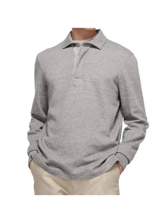 Cotton Long Sleeve Polo Shirt Grey - TOM FORD - BALAAN 1