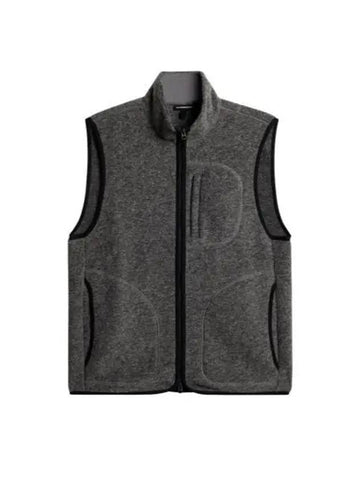 Men's Duncan Wool Fleece Vest Light Grey Melange - J.LINDEBERG - BALAAN 1