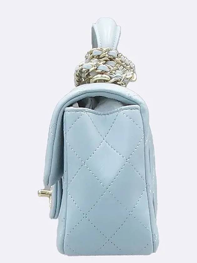 AS2431 Sky blue color lambskin top handle new mini gold chain cross bag - CHANEL - BALAAN 3