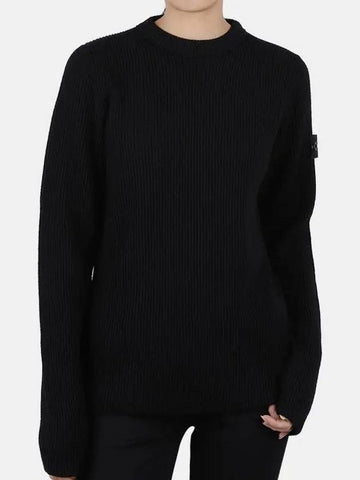 Kids Wappen Patch Rib Knit Top Black - STONE ISLAND - BALAAN 1